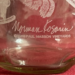 Vintage Wine Carafe Decanter Norman Kosarin 1988 Paul Masson Etched Birds Grapes