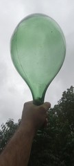 Antique Hand Blown Round Bottom Green Glass Wine Bottle