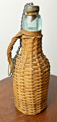 Demijohn Rattan Wicker Cover Wine Whiskey Bottle Lid Stopper & Ring Miniature 8&Prime;