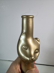 Rheinhessen Riesling Gold Happy Cat Figural Glass Wine Bottle EMPTY