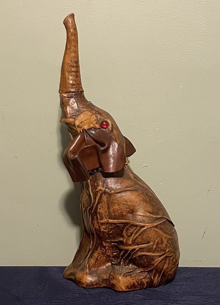 VINTAGE VETROPELLE LEATHER WRAPPED ELEPHANT WINE BOTTLE ITALY