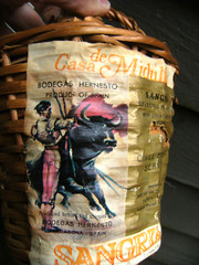 Casa de Midulla,Sangria wine bottle(empty) wicker wrapped. Bullfighter,Spain
