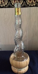 Empty Bottaro Spiral Glass Wine Bottle Italy 15.5” With Raffia wrap