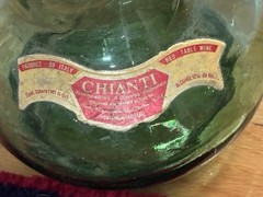 Vintage Italian SNAIL BOTTLE 3 liter Green Glass Wine 32” Tall Chanti Imports