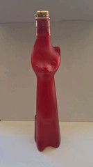 2023 Reisling Opaque Red Cat wine bottle collectible 13&Prime;. With Cork.