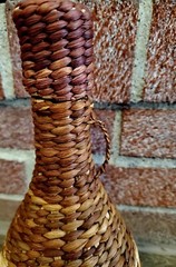 Wicker Wrapped Clear Bottle With Wicker Top 11&Prime;