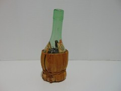 Green Glass Chianti Wine Bottle In Woven Basket 1972 Made In Italy Empty