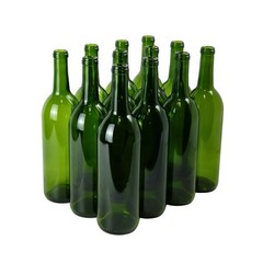 750ml Green Wine Bottles (12 Pack) | Bordeaux Liquor Bottles | Empty Drink Bottl
