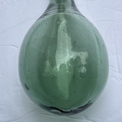 Antique Vintage Hand Blown Wine Bottle Torpedo Round Bottom Green Glass 8.5”