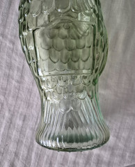 Vintage Fish Shaped Green Glass Wine Bottle 13” Tall Light Green Glass w/Cork
