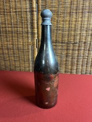 Twos Company Silver Played Brass Champagne Bottle Congratulations 15 1/2”