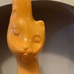 Moser Riesling Orange Satin Glass Cat Empty Wine Bottle No Stopper13 Inches High