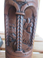 Kindzmarauli Georgian Ceramic Clay Red Wine Bottle [empty] w/ 3D Design w/Cork