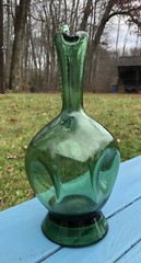 Beautiful Emerald Green Blown Handled Jug Decanter Vintage MCM Empoli