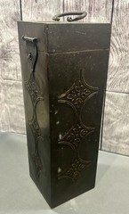 Old Vintage Wine Bottle Box Dark Brass and Wood Elegant Collectible Piece India
