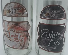 Courtyard Winery Twisted Red White Lies Empty Wine Bottles Set Bar Decor Pair