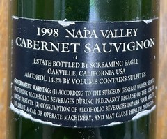 1998 SCREAMING EAGLE Cabernet Sauvignon Empty Wine Bottle
