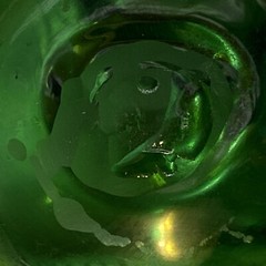 Beautiful Vintage Emerald￼ green hand blown dimple glass decanter Art Glass￼