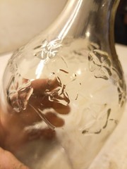 Vintage Quart 4 Leaf Clover Motif Wine Bottle Smokey Grey Tint