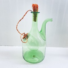 Demijohn Glass Wine Chiller With Stoppers 13 1/2” Green