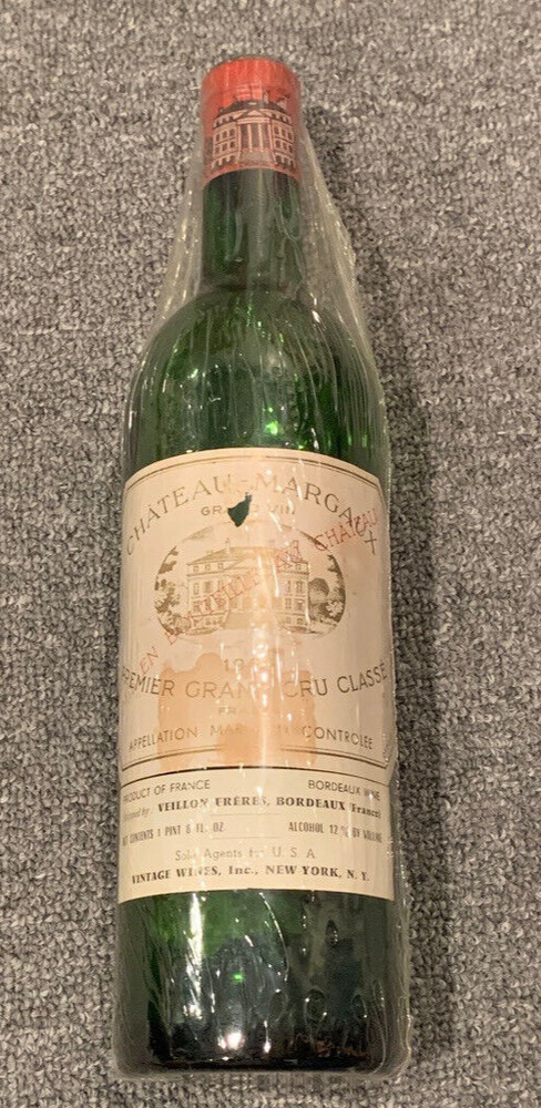Chateau Margaux Grand Vin 1966 Empty Bottle w/ Cork Premier Cru Classe France