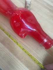 Happy Cat Matte Red Glass Mosel Reisling Rheinhessen Germany Wine Bottle 13”