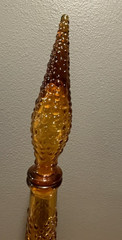 Vintage 22&Prime; MCM 1960s Italy Rossini Empoli Amber Hobnail Genie Decanter Bottle 1