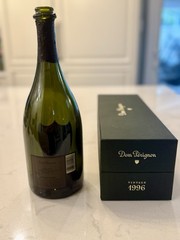 Vintage Dom Perignon 1996 Dark Green Champagne Empty Bottle, Box, Pamphlet