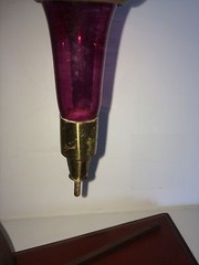 Vintage Hand Blown Purple Wine Dispenser W Stand Very Unusual Hand Painted Glass