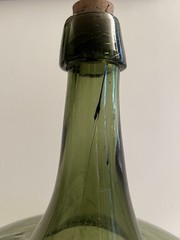 Vintage 20&Prime; Hand Blown Wine Bottle DemiJohn Antique Green Glass Rare