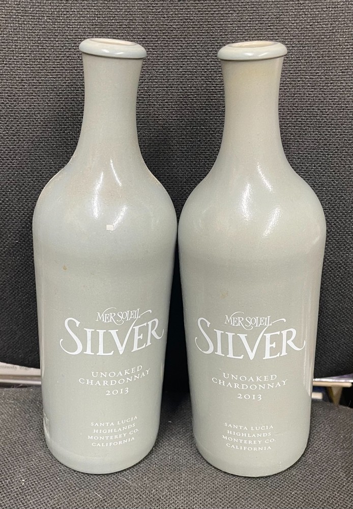 Ceramic Wine Bottles Empty Silver Unoaked Chardonnay Mer Soleil 2011 750ml – (2)