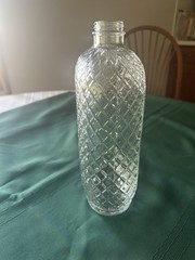 Vintage Wine Bottle Jug Clear Glass Embossed Design One-half Gallon