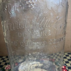 Vintage Fairview Wine Of Maine Pressed Glass Jug Embossed Grapes Leaves 64 Oz