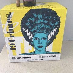 EMPTY 19 CRIMES BRIDE OF FRANKENSTEIN Box AND Empty Bottle Glows IN the Dark