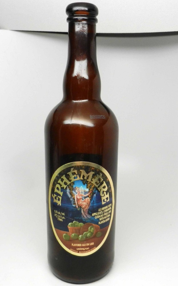 Ephemere Canadian apple ale beer empty brown bottle girl in dress 750ml