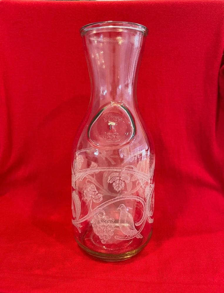 Paul Masson Norman Kosarin Wine Decanter Carafe Etched Glass 1988 9.75&Prime;