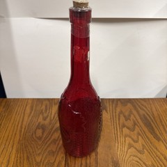 Empty Vintage Red Wine Bottle With Sealed Cork