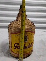 Rare GARIBALDI Wine Jug Demijohn Amber/Green Glass Wicker Wrapped Brazil VTG 60s