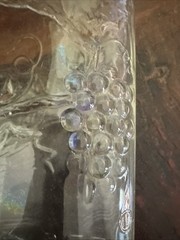 Vintage Clear Glass Wine Bottle Embossed Grape & Wine Motif 4/5 Pint