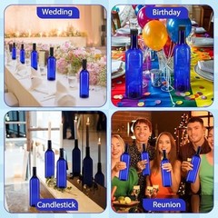 750ml Blue Plastic Wine Bottles – Empty Bordeaux Coquito with Screw Caps (6 Pack