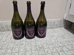 3 EMPTY Dom Perignon Rose 750 ML, EMPTY CHAMPAGNE BOTTLE, ROSE