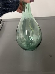 Hand Blown Green Glass Wine Bottle – Torpedo Round Bottom