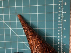 VTG Spanish Wine Decanter Tooled Leather Glass W/ Chain & Cork 10×9 MCM 1970s