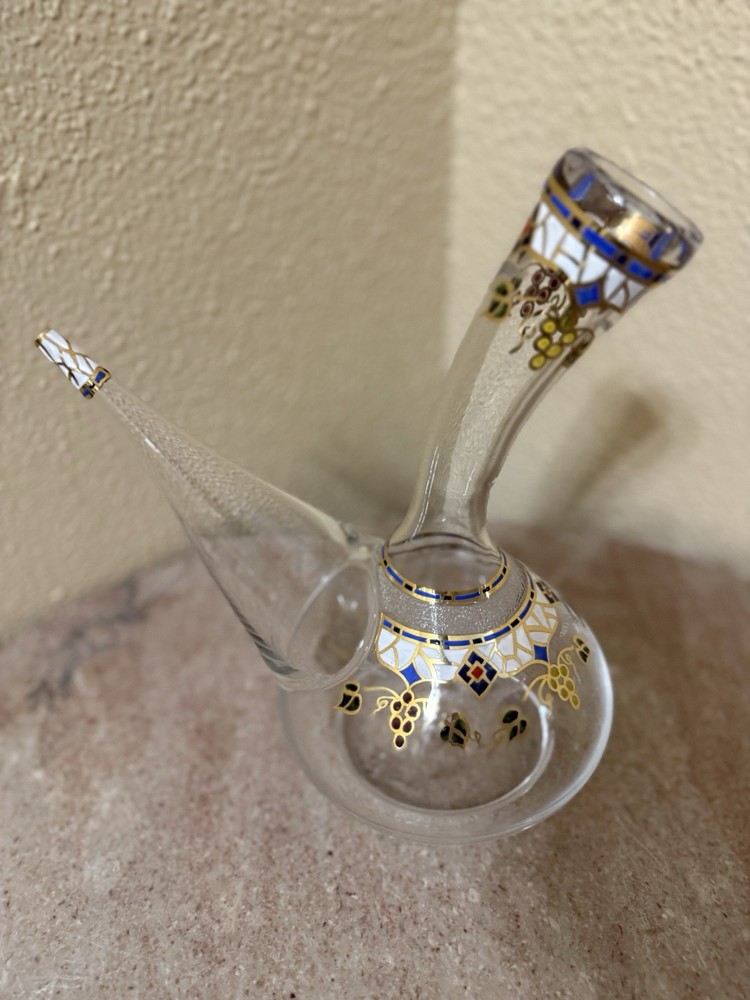 Late 19 Th Century Decorative Spanish Hand Blown glass porrón