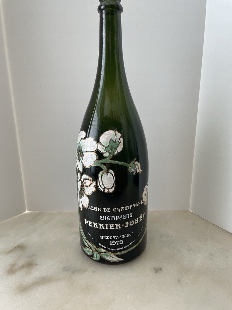 Vintage 1979 1.5lt Bottle Perrier-Jouet Champagne Hand Painted Flowers Empty