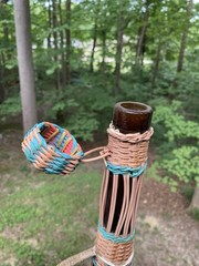 MCM Woven Wicker Wine Bottle Metal Handle