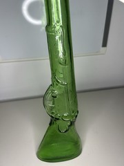 Vintage 60s Green Napoli 16” Rifle Glass Wine Decanter Bar Display