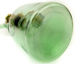 Vintage Wine Decanter with Ice Chamber Green Hand Blown Glass Straw Corks