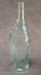 Vintage Italian Fish Shaped Green/Blue Glass Wine Bottle 13.5” Pescevino Beach