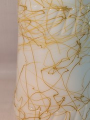 Vtg Hazel Atlas Wine Bottle Milk Glass Yellow GoldSplatter Welch&rsquo;s MCM Bar 1950s